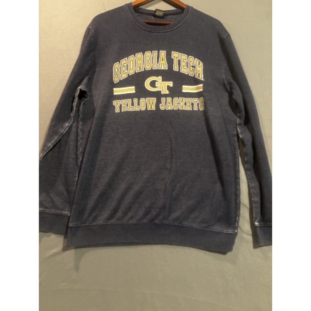 Colosseum Georgia Tech Yellow Jackets Sweatshirt Blue Men's L College Spell Out